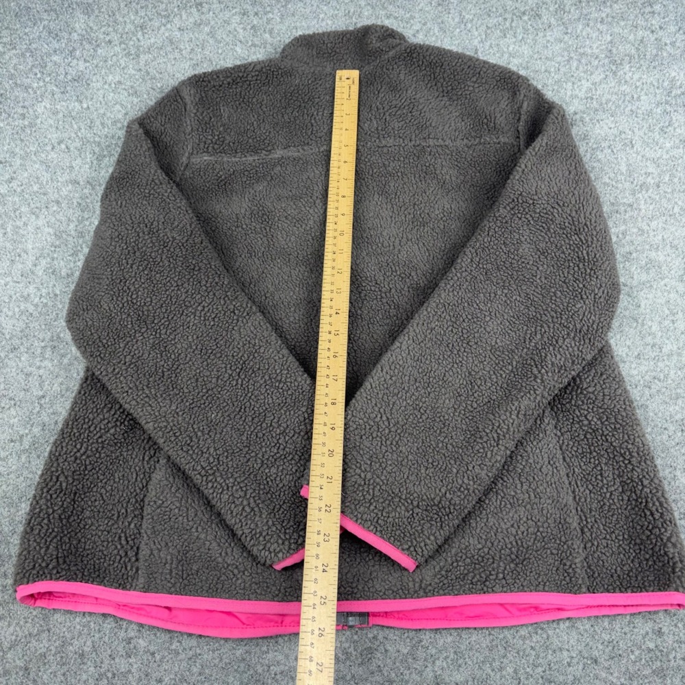 Old Navy Fleece Jacket Womens Large Gray Pink Sherpa Full Zip Outdoor Warm Coat